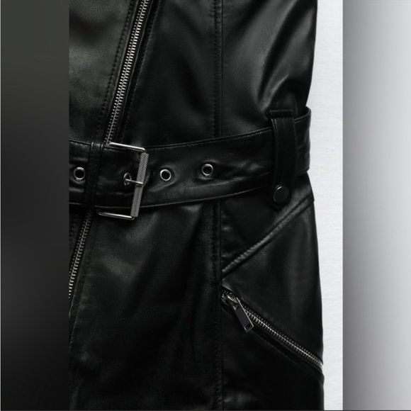 NWT Genuine Leather Zara Biker Dress - Picture 10 of 13